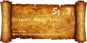 Szigeti Mahália névjegykártya